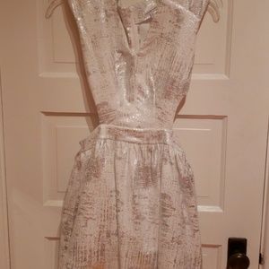 White and Silver Cut Out Dress